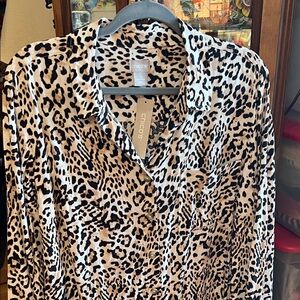 Chico's Animal Print Blouse - Black and Cream